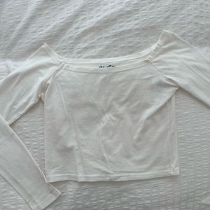 brandy melville white boat neck long sleeve